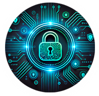 Icono de seguridad digital mostrando un candado en un circuito, simbolizando la protección de datos y sistemas en KaiGrowth - Christian Cruz.