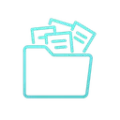 Ícono minimalista de carpeta con papeles desordenados representando un entorno digital caótico y sin organización