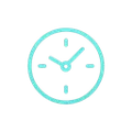 Ícono minimalista de reloj en estilo digital neon para representar la gestión del tiempo en entornos digitales