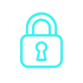 Ícono de candado estilo neon que representa seguridad digital y protección de datos en entornos tecnológicos