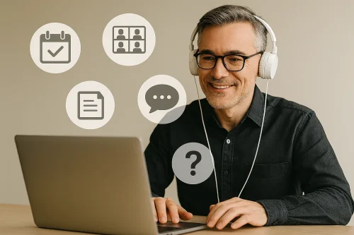 Hombre en clase online en directo - Curso Kaigrowth.