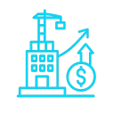 Icono neon de crecimiento sólido y escalable en negocios con la consultoría de Kaigrowth