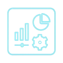 Icono de tablero visual con gráficos y engranaje que representa monitoreo operativo digital - Kaigrowth